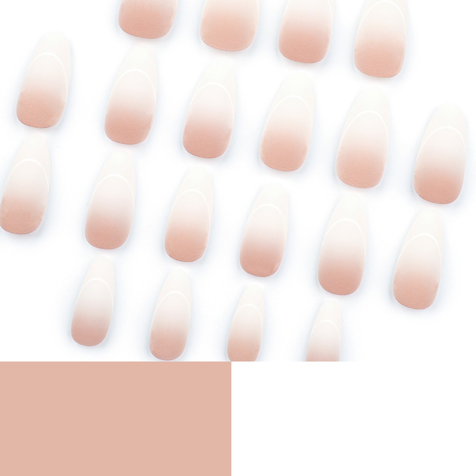Matte French Almond Press-On Nails – Long Nude & White Minimalist