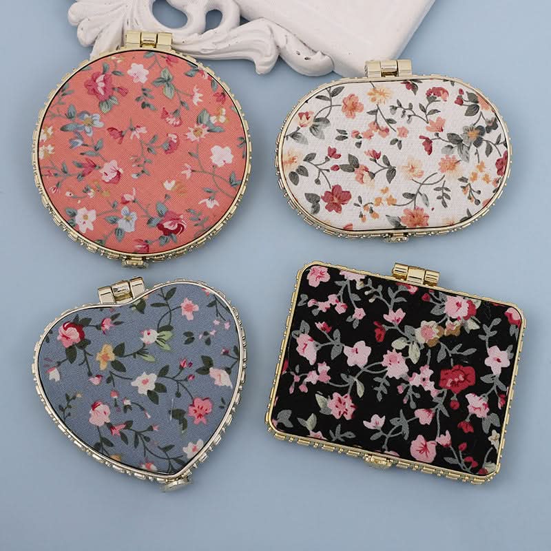 Chinese-Style Portable Mini Makeup Mirror - Double-Sided Folding Design (Set of 2 pcs.)