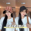 Women's Plaid Double-Sided Fisherman Hat – Retro Embroidered Hat