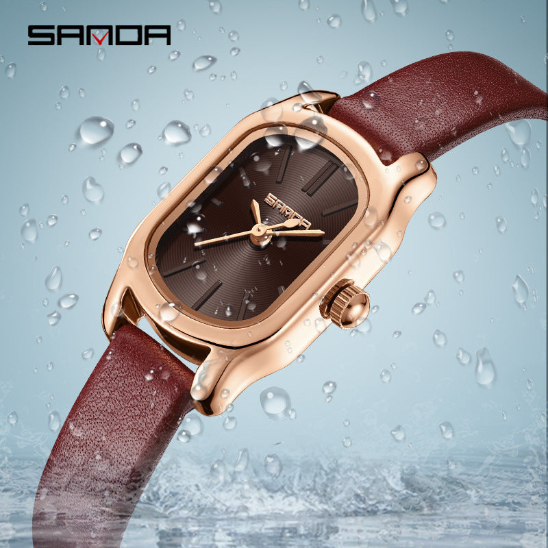 Sanda Women’s Retro Quartz Watch – Waterproof Casual Leather Strap Fashion Watch