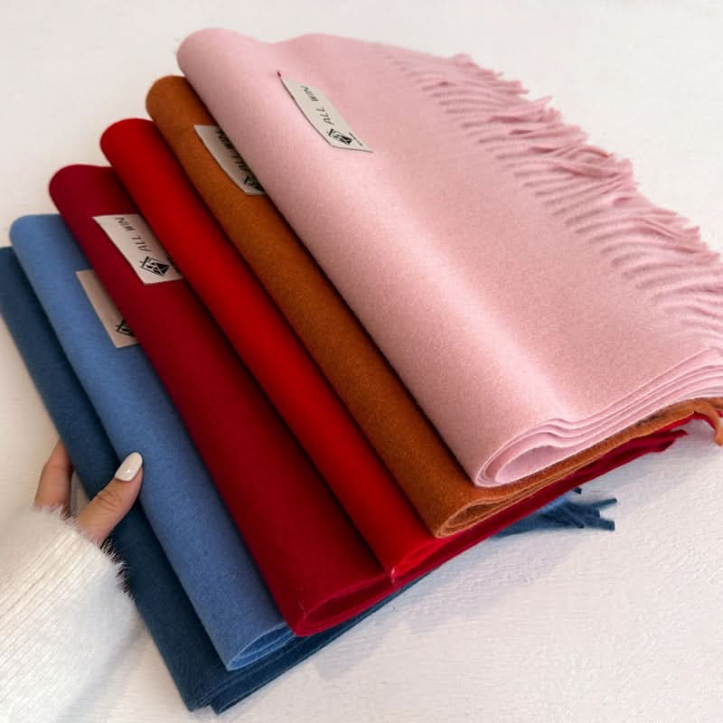 Solid Color Wool Blend Scarf for Women