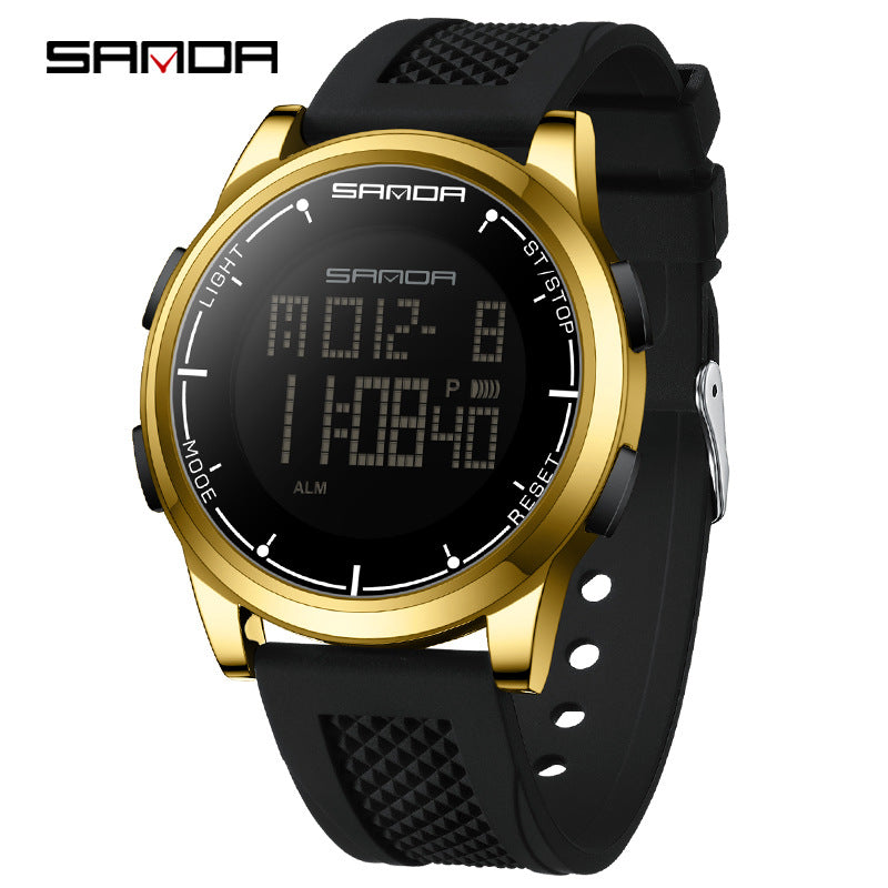 Sanda Large Screen Digital Watch – Waterproof Luminous Student Electronic Watch