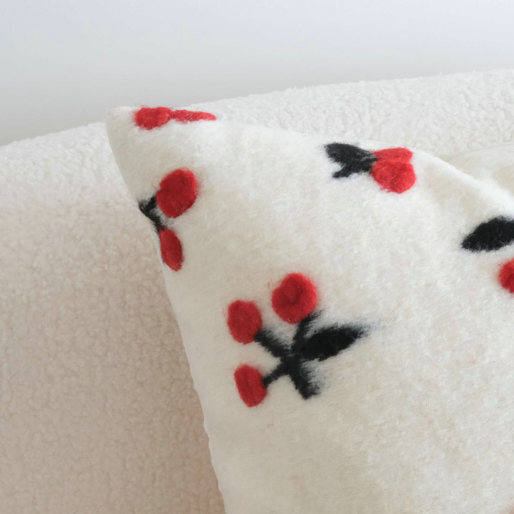 Small Fresh 3D Cherry Wool Pillow - Decorative Cushion