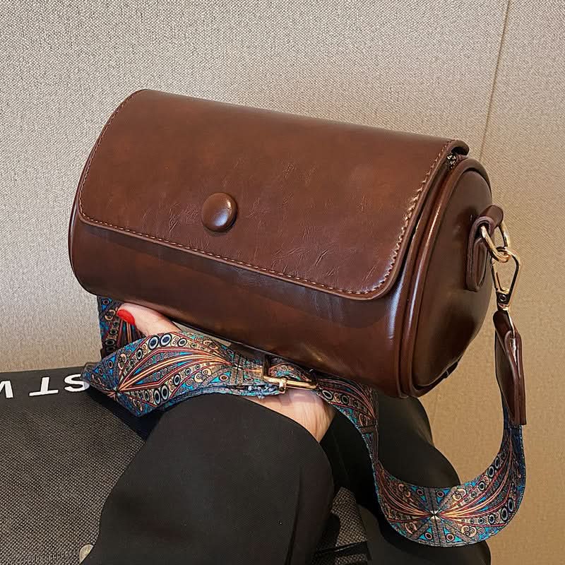 Women's Retro Cylindrical Messenger Bag – With Wide Shoulder Strap