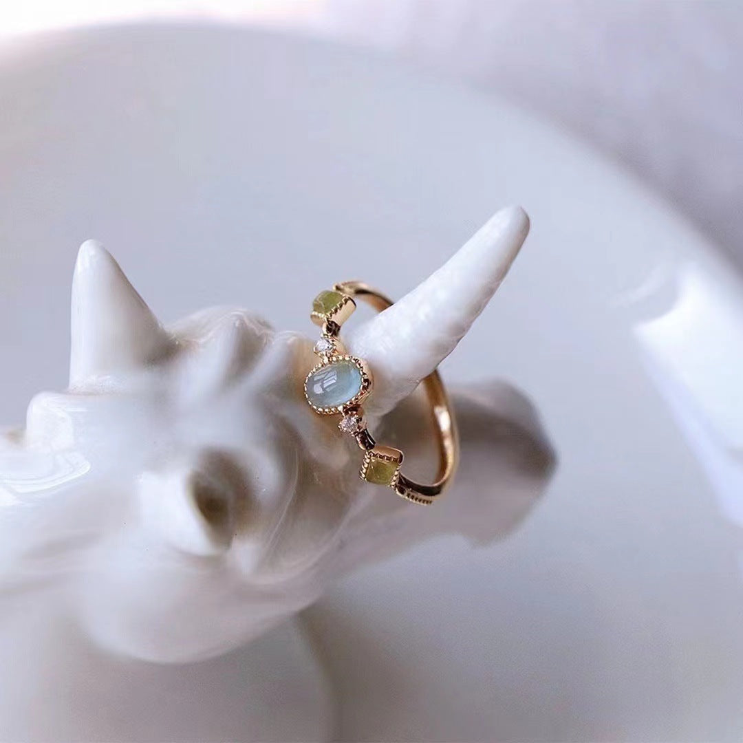 Colorful Gemstone Adjustable Ring – Gold-Plated Women’s Fashion Jewelry