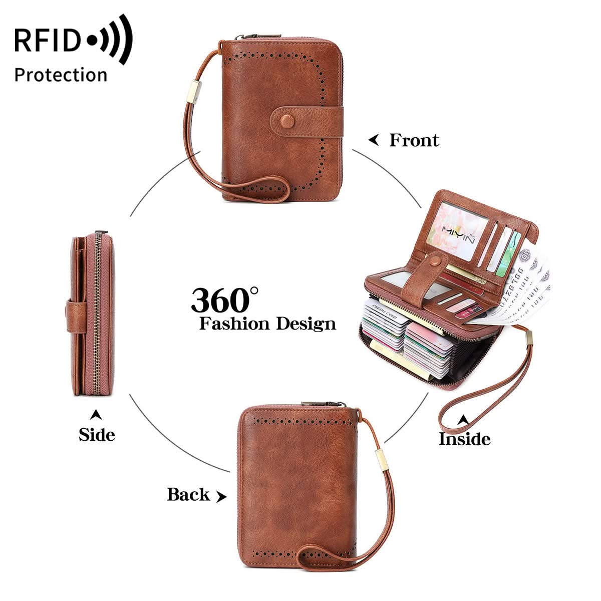 Women's Retro Style RFID Blocking Short Wallet – Card Holder