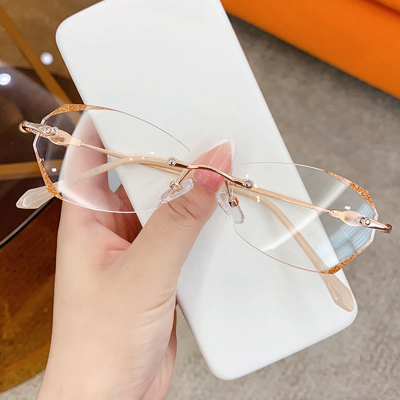 Women's Hexagonal Frameless Myopia Glasses – Anti-Blue Light Fashion Eyewear Frame