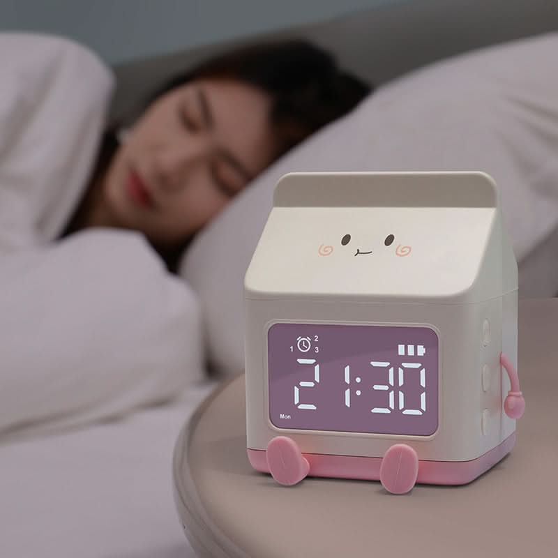 Cute Milk Box Mini Alarm Clock