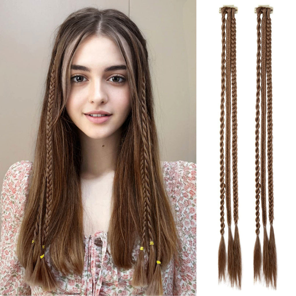 One-Clip Braided Hair Extension for Women – 3-Strand Boxing Braid Wig Piece - 22 inches
