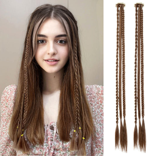 One-Clip Braided Hair Extension for Women – 3-Strand Boxing Braid Wig Piece - 22 inches