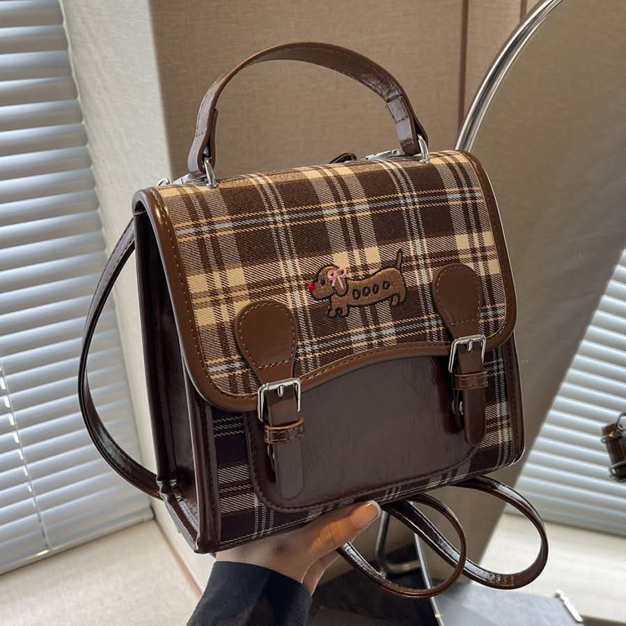 Women's Retro Plaid Small Backpack – Stylish Commuter Bag