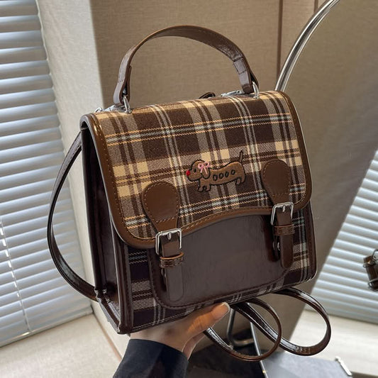Women's Retro Plaid Small Backpack – Stylish Commuter Bag