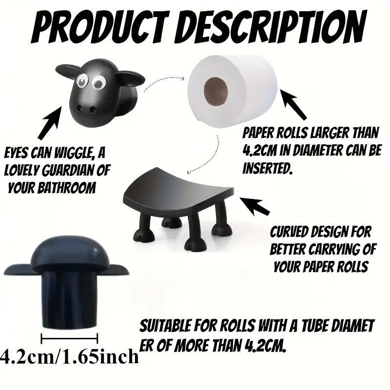 Sheep-Shaped Toilet Paper Holder – Cute Punch-Free Tissue Rack for Bathroom Décor