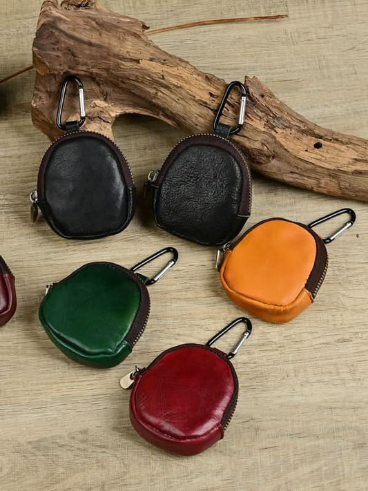 Handmade Leather Coin & Key Pouch – Zipper Wallet