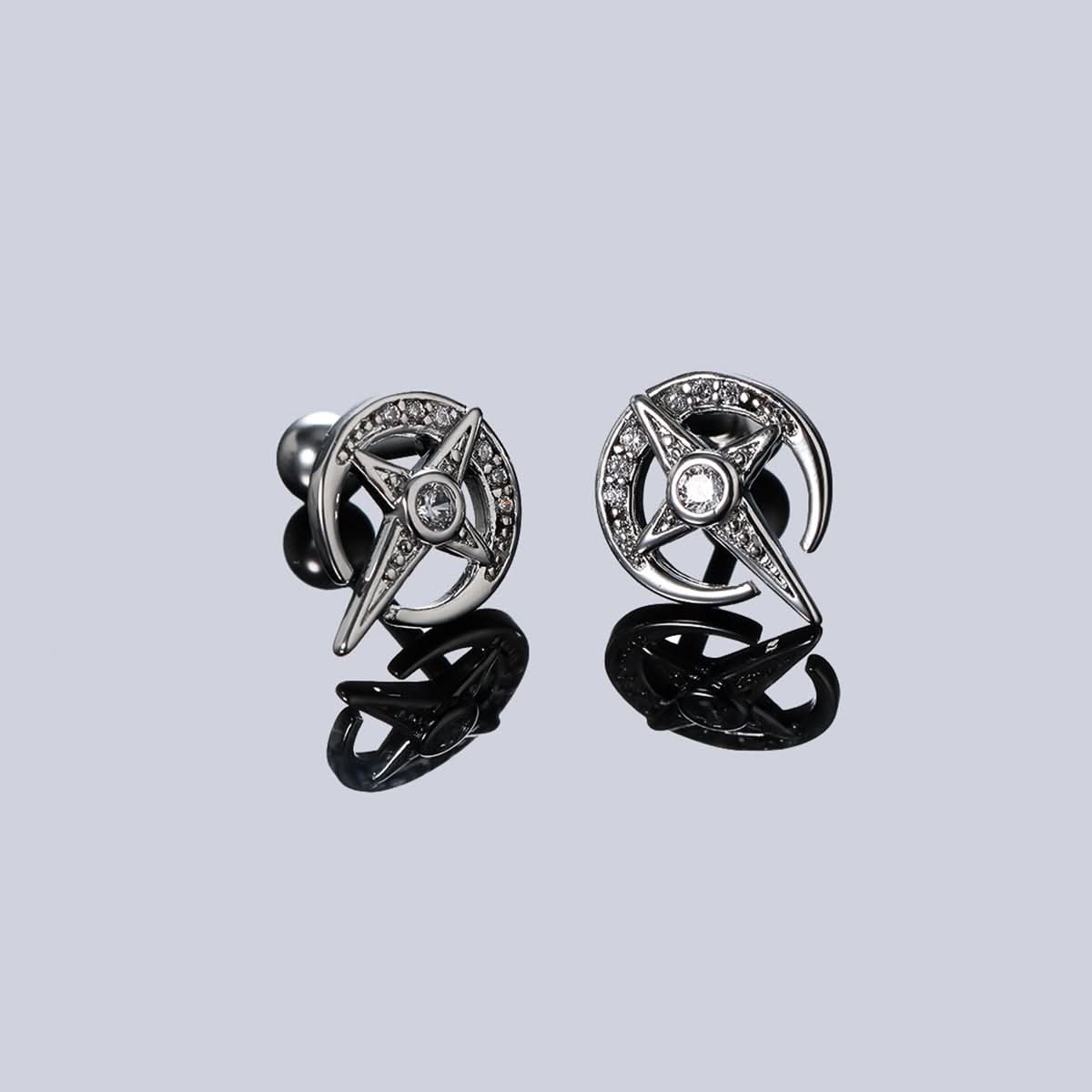 Men’s Star Cross Zircon Earrings – Trendy Statement Jewelry