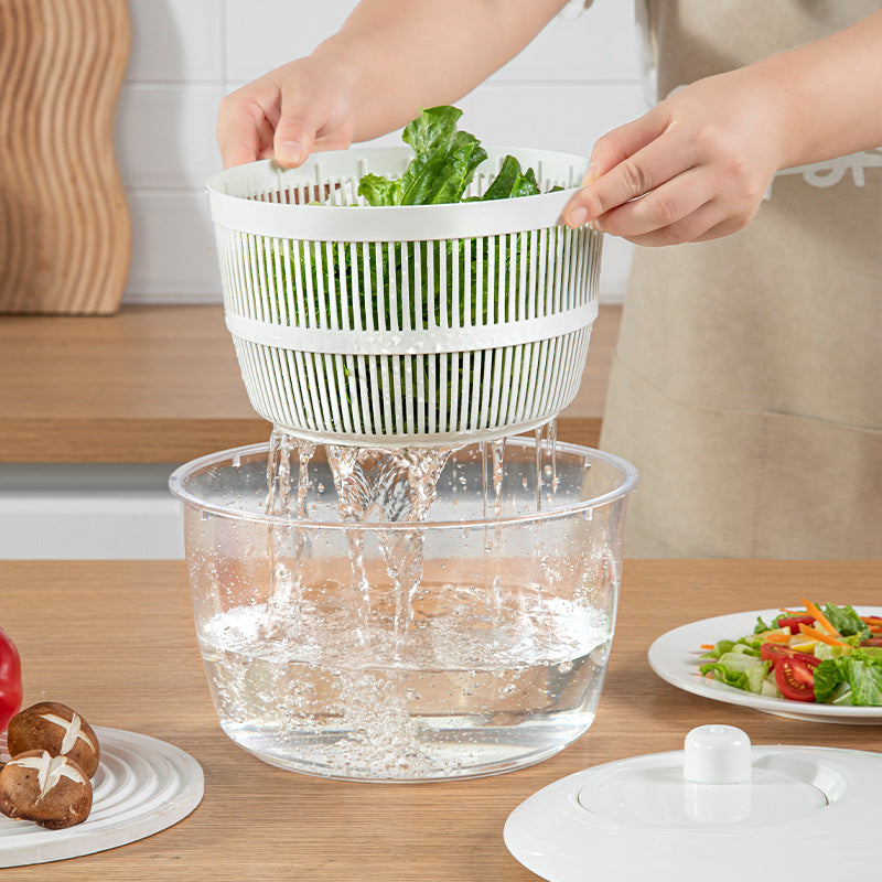 Manual Salad Spinner – Large Capacity Vegetable Dehydrator, Kitchen Drying Basket (5-litre)