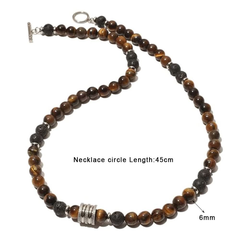 Unisex 6mm Yellow Tiger Eye Beaded Necklace – Clavicle Chain