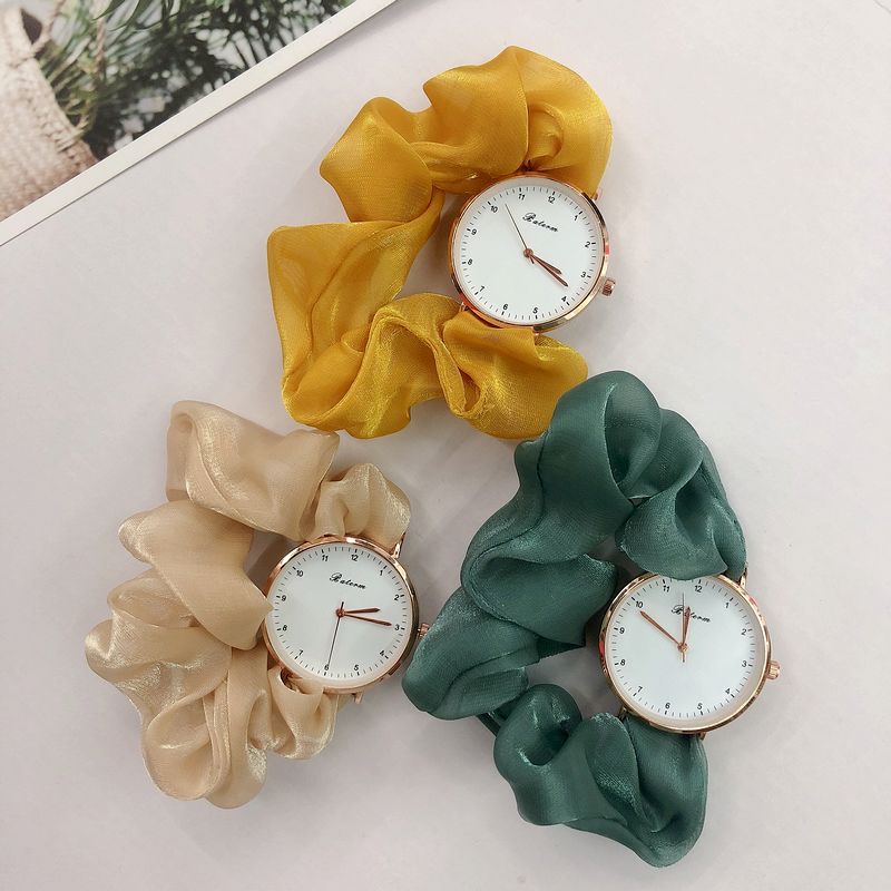 Girls’ Korean Scrunchy Strap Quartz Watch – Fashion Digital Dial