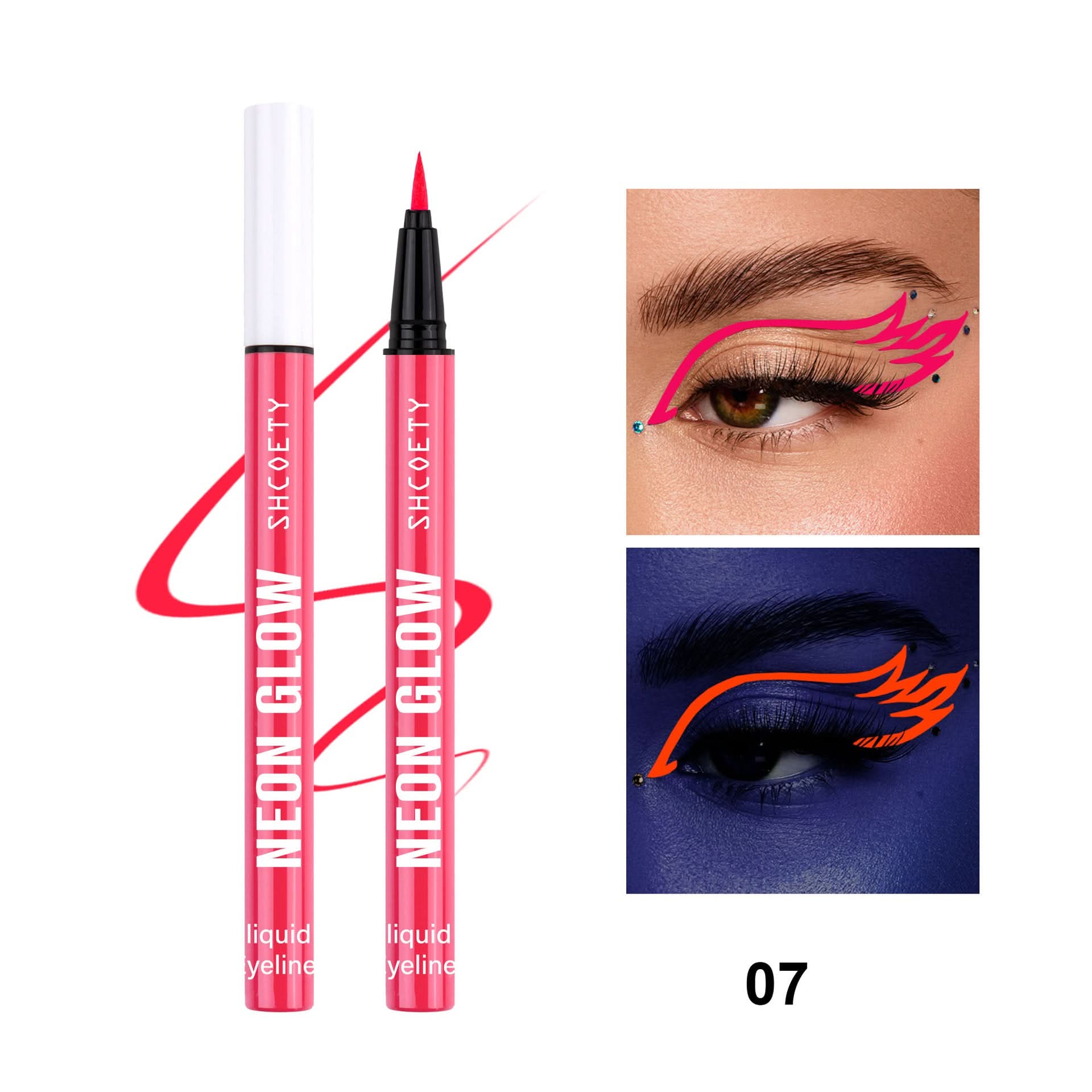 SHCOETY 8-Color Fluorescent Liquid Eyeliner – Glow-in-the-Dark, Waterproof