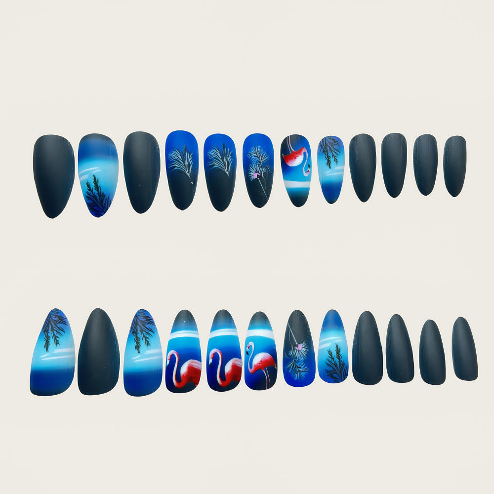 Tropical Flamingo Gradient Press-On Nails – Long Stiletto Glue-On Acrylic Set