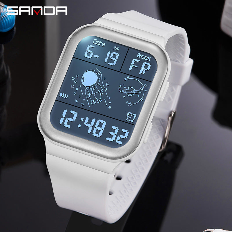 Sanda Digital Watch for Mens – Waterproof Luminous Alarm Student Square Watch