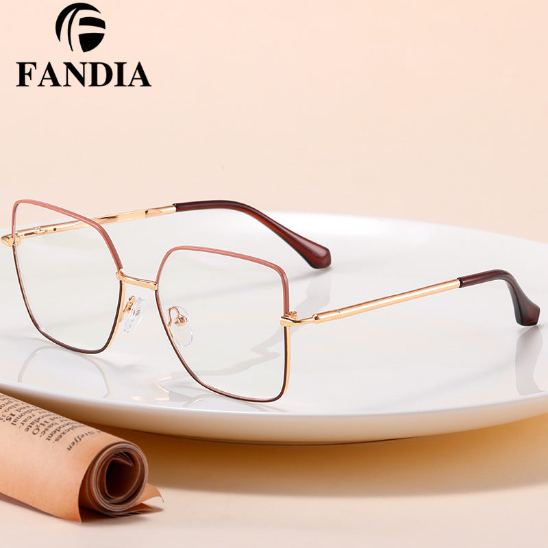 Women’s Metal Square Anti-Blue Light Glasses – Stylish Flat Frame