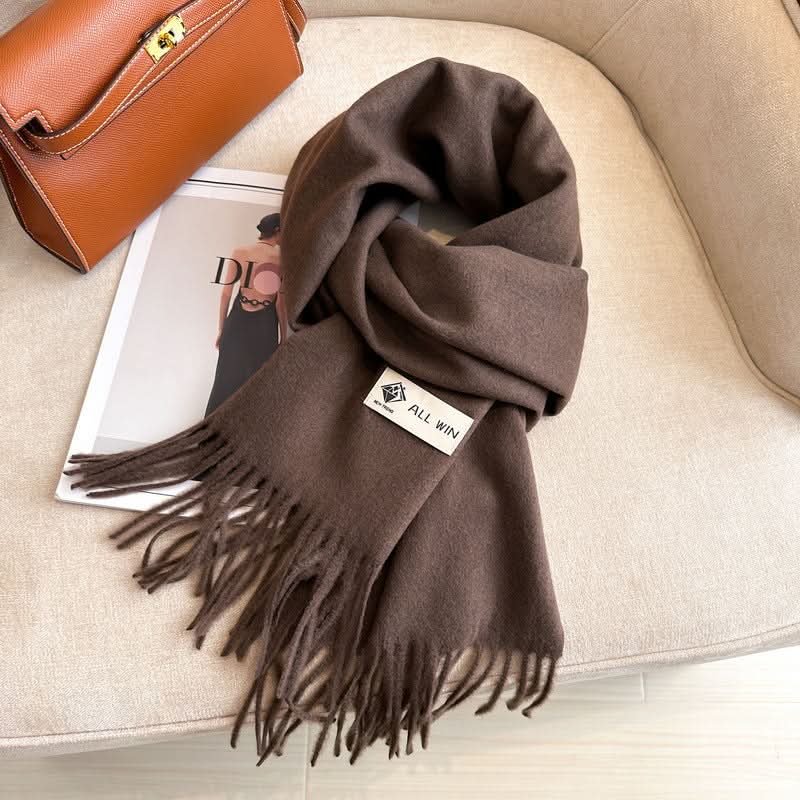 Solid Color Wool Blend Scarf for Women
