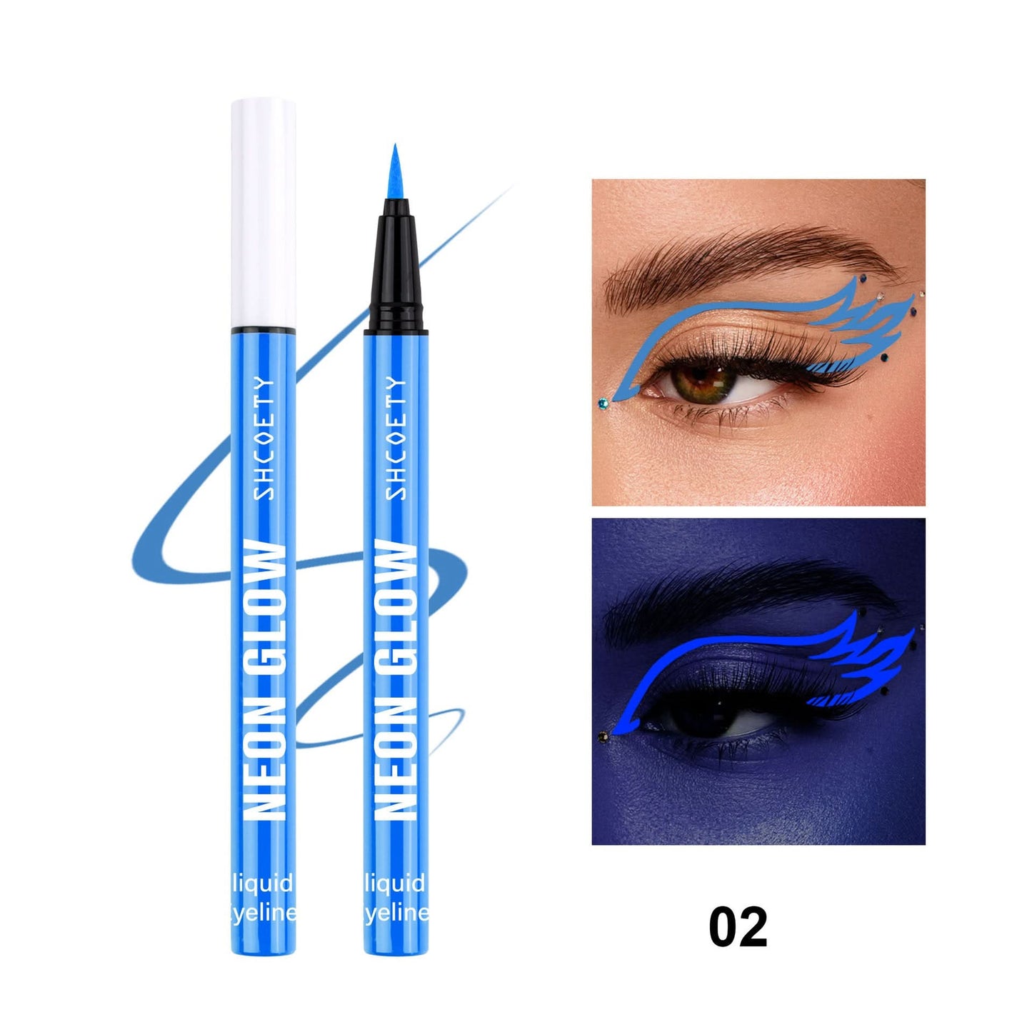 SHCOETY 8-Color Fluorescent Liquid Eyeliner – Glow-in-the-Dark, Waterproof