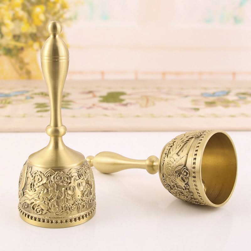 Pure Copper Rattle Bell - Hand Crank Brass Desk Ornament