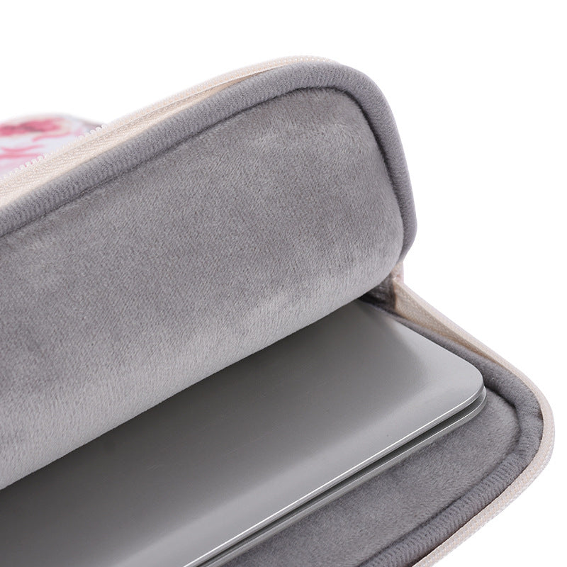 White Floral Bloom Waterproof Laptop Sleeve – Polyester Case for 11–15" Devices, Shock-Resistant Cover