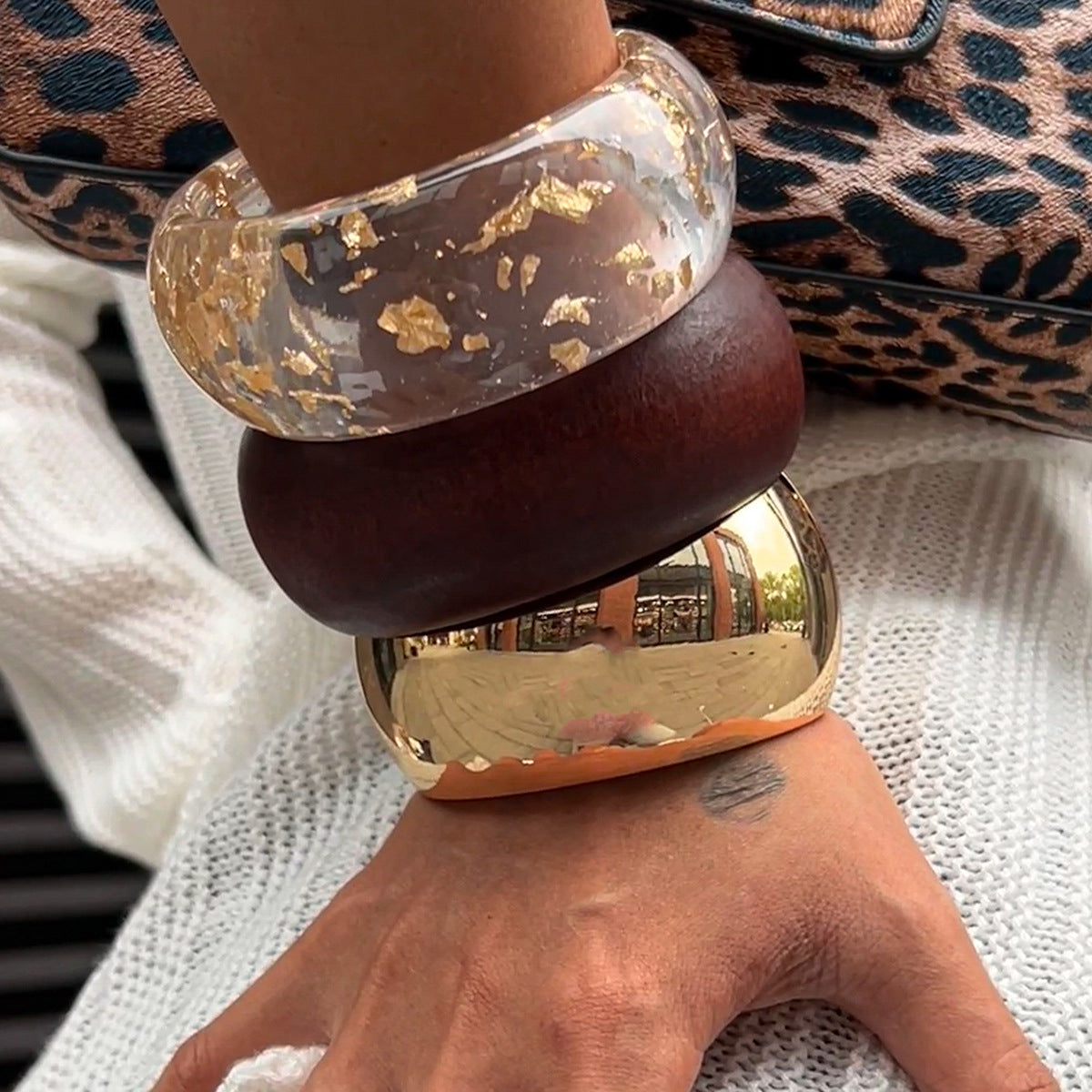 Fashion Bracelet for Women – Wide Geometric Cuff Statement Jewelry, European Style Design
