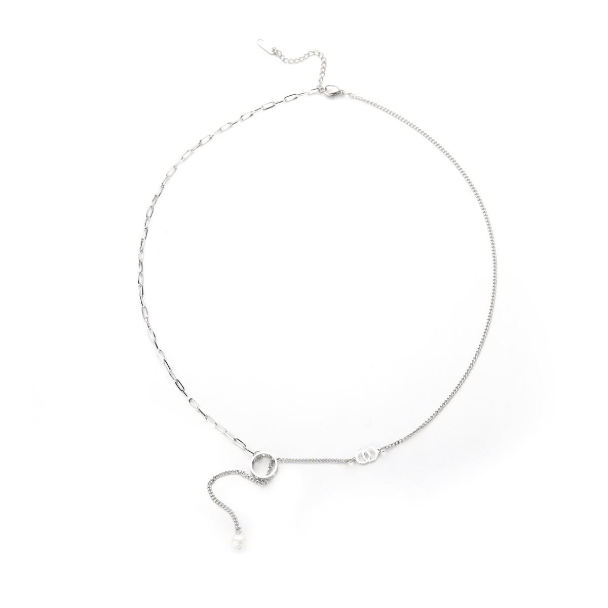 Men’s Pearl Hoop Necklace – Minimalist Silver Pendant
