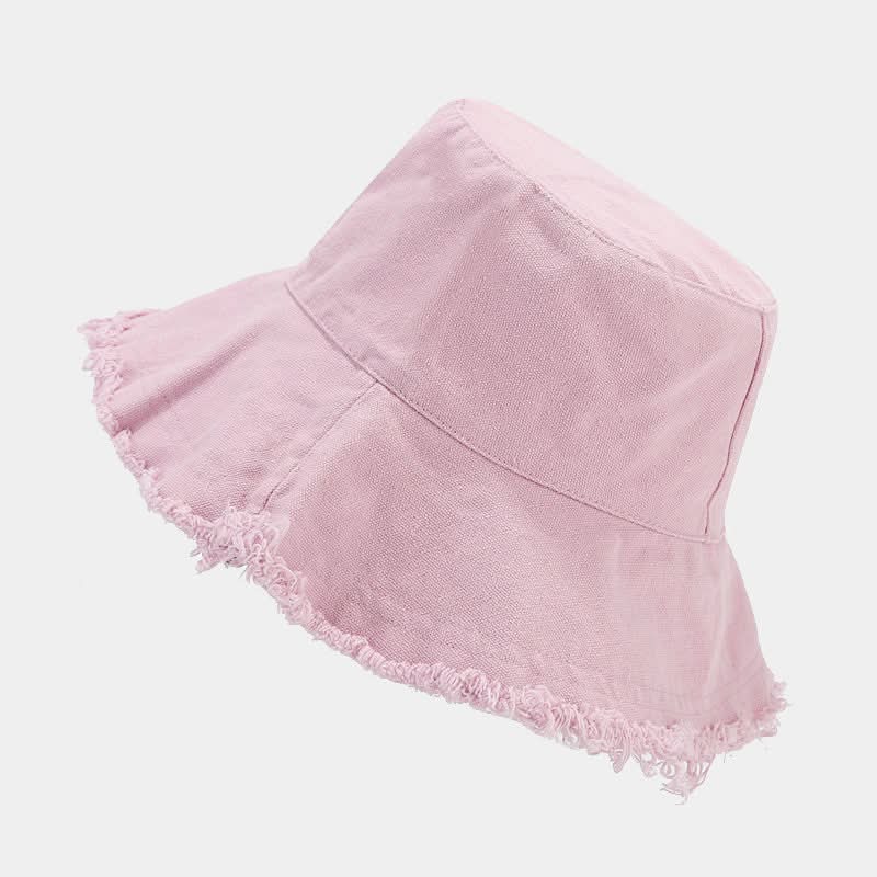 Women's Washed Cotton Bucket Hat – With Fur Edge and Hanging Rope