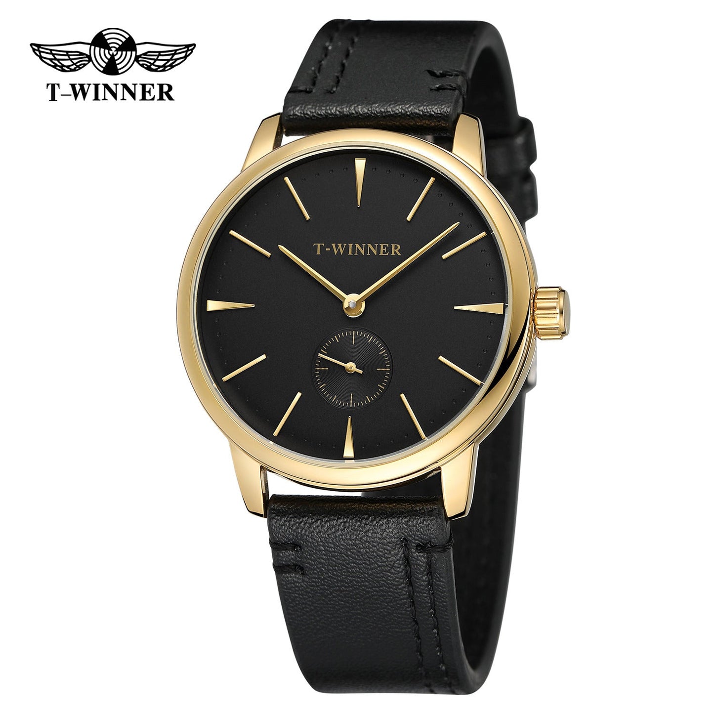 T-WINNER Waterproof Mechanical Watch for Men – Leather Strap Automatic Timepiece