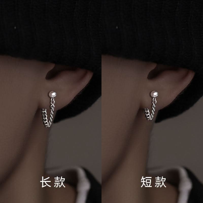 Men’s Silver Tassel Earrings – Punk Gothic Statement Jewelry