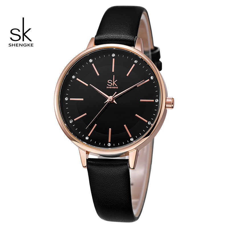 SK Women’s Quartz Watch – Casual PU Leather Strap, 30M Waterproof Fashion Design