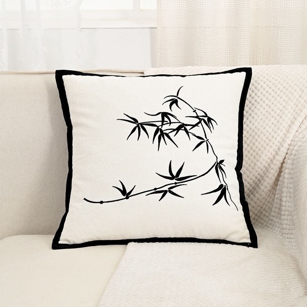 Black Light Luxury Vintage Embroidered Pillowcase