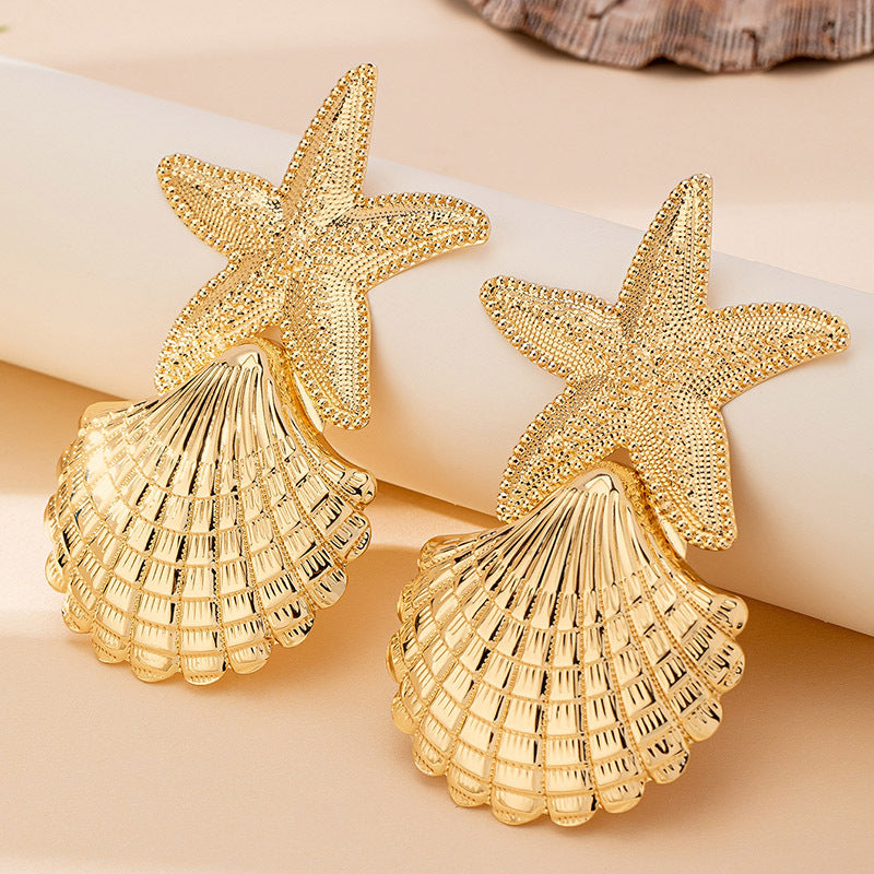 Bohemian Shell Earrings for Women – Alloy Geometric Holiday Fashion Jewelry
