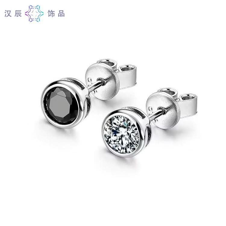 Modern Unisex Agate Earrings – Round Geometric Studs