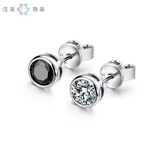 Modern Unisex Agate Earrings – Round Geometric Studs