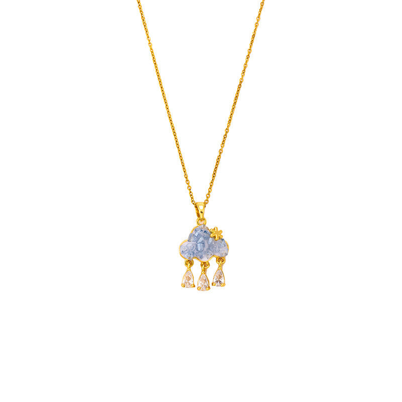 Cloud Tassel Necklace for Women – Zircon Teardrop Pendant Fashion Jewelry