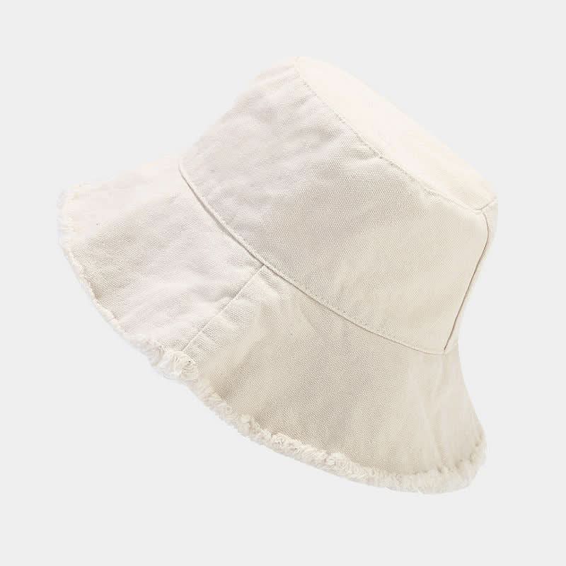 Women's Washed Cotton Bucket Hat – With Fur Edge and Hanging Rope
