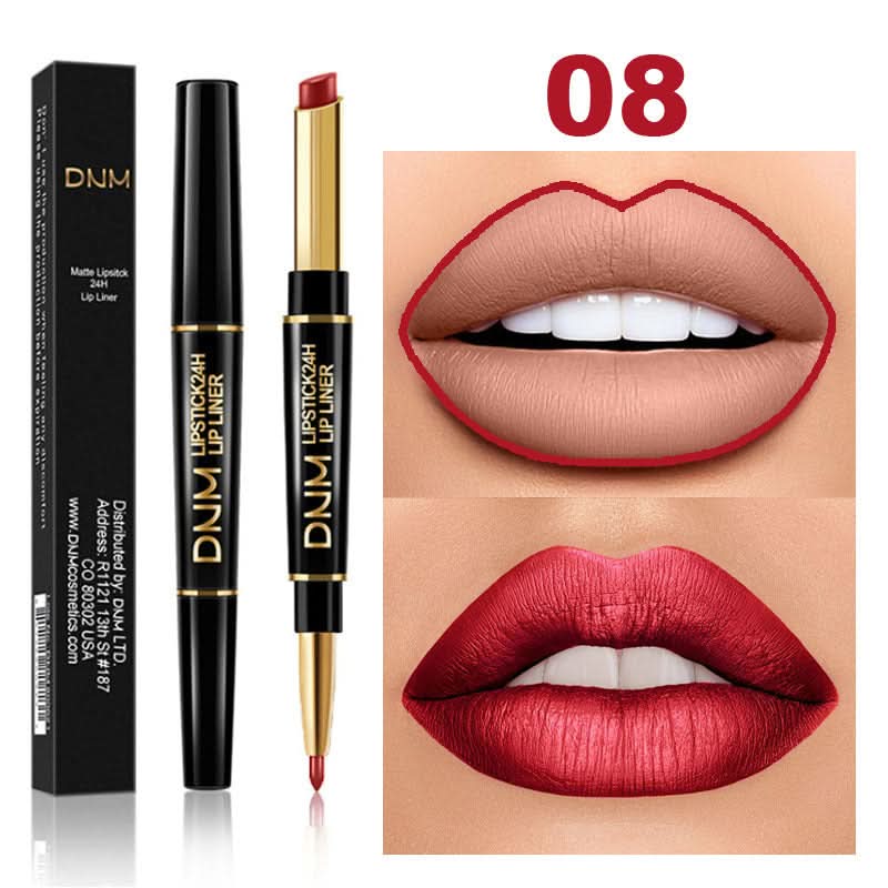 DNM 2-in-1 Matte Lipstick & Lip Liner – Long-Lasting, Non-Stick, High-Pigment Color