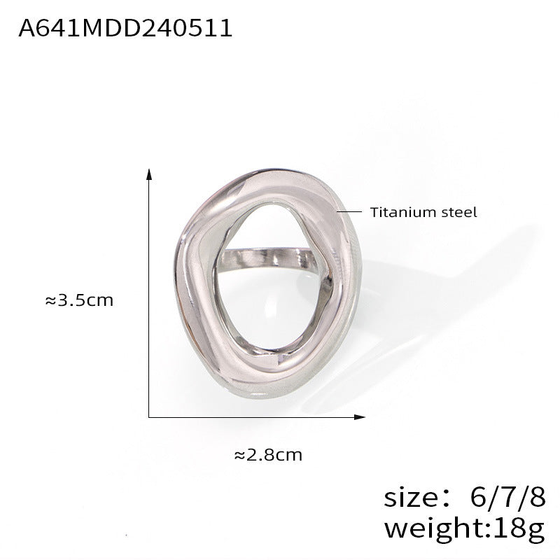 Gold & Silver Titanium Steel Abstract Loop Ring – Modern Minimal Women’s Jewelry
