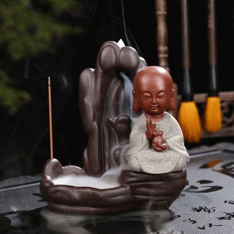 Purple Sand Buddha Backflow Incense Burner - Retro Home Aromatherapy Decor
