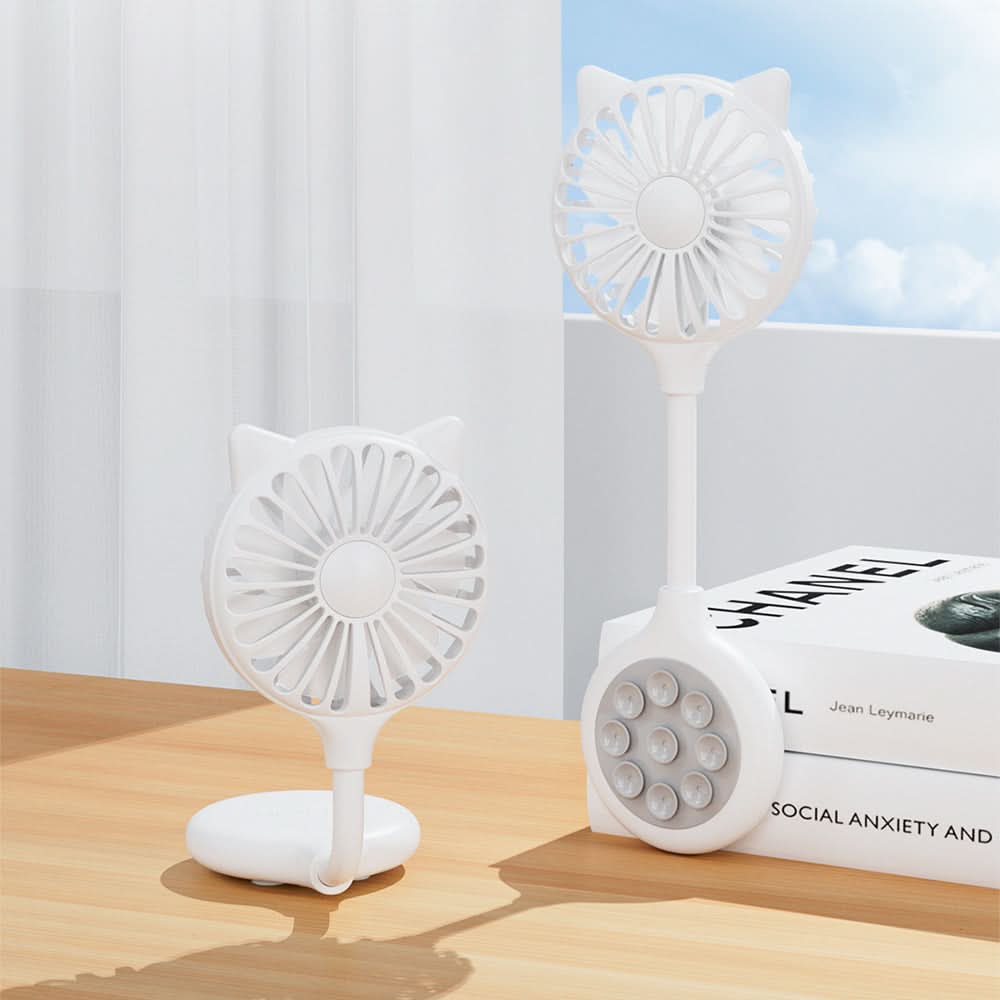 Portable USB Mini Fan with Suction Cup – Rechargeable, Hands-Free