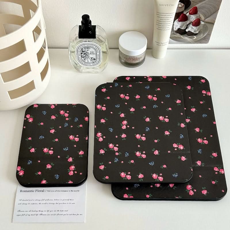 Portable Retro Floral Folding Makeup Mirror