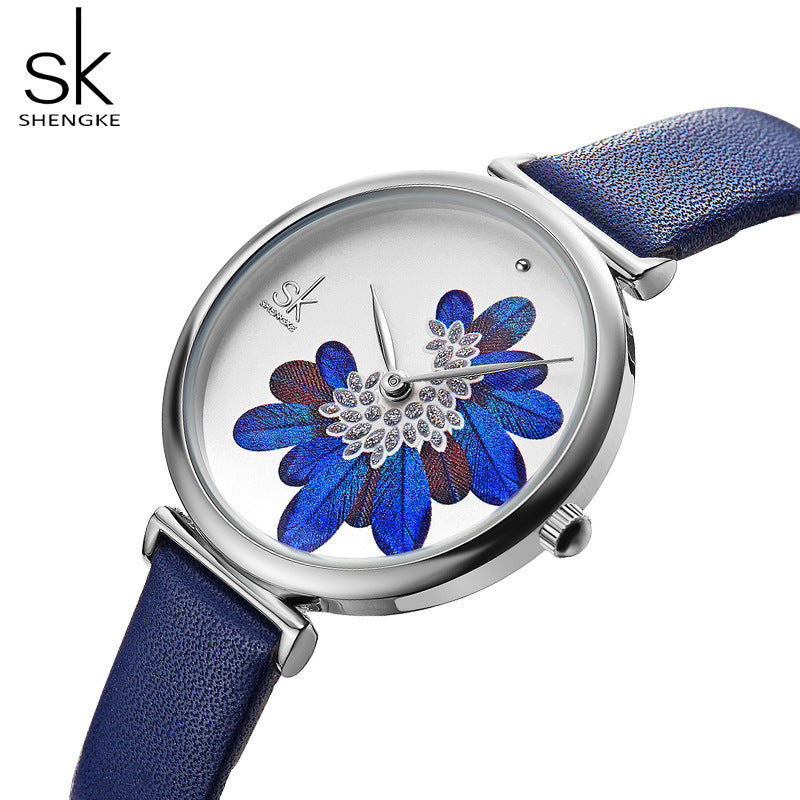 SK Women’s Quartz Watch – Simple Fashion Design, PU Leather Strap, 30M Waterproof