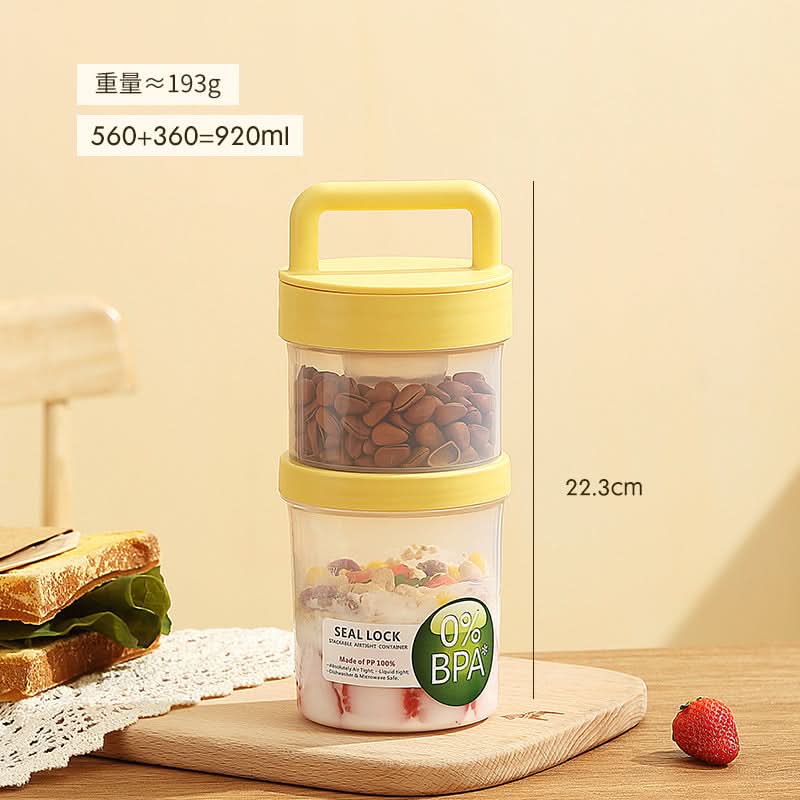 Portable Yogurt & Snack Double-Layer Oatmeal & Salad Cup - 920-1120ml