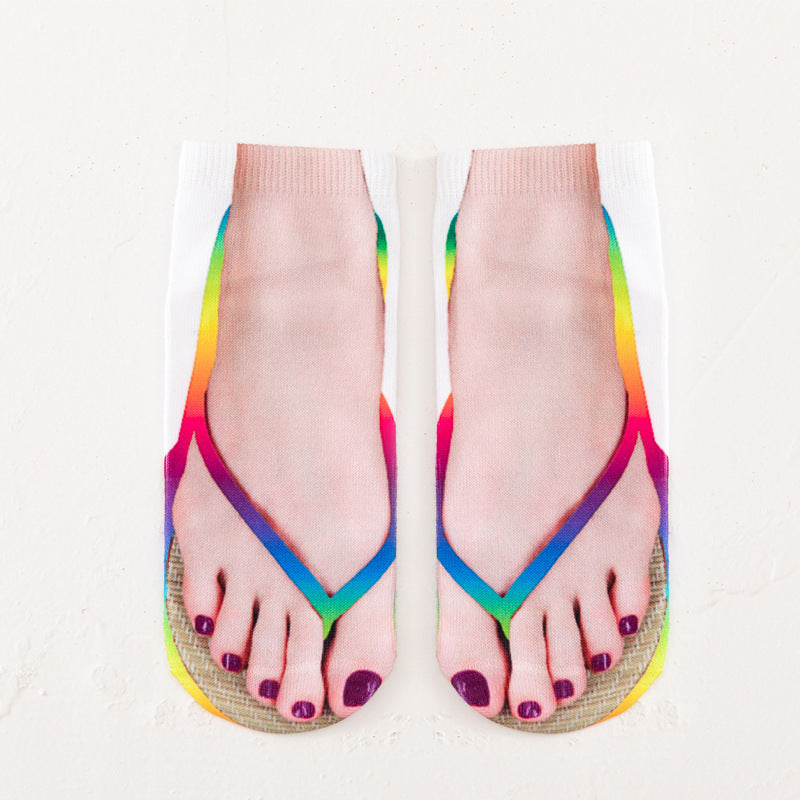 Funny 3D Printed Flip-Flop Boat Socks for Men & Women
